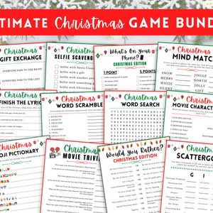 Christmas Games Bundle, Printable Christmas Party Games, Christmas Games Printable, Christmas Games for Adults, Games for Christmas Party