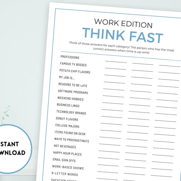 Office Party Game - Play this fun office game with coworkers, team members, colleagues and staff! Printable work game