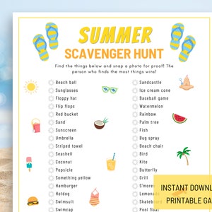 Summer Scavenger Hunt, Summer Activities for Kids, Summer Game Printable, Printable Summertime Games, Outdoor Scavenger Hunt