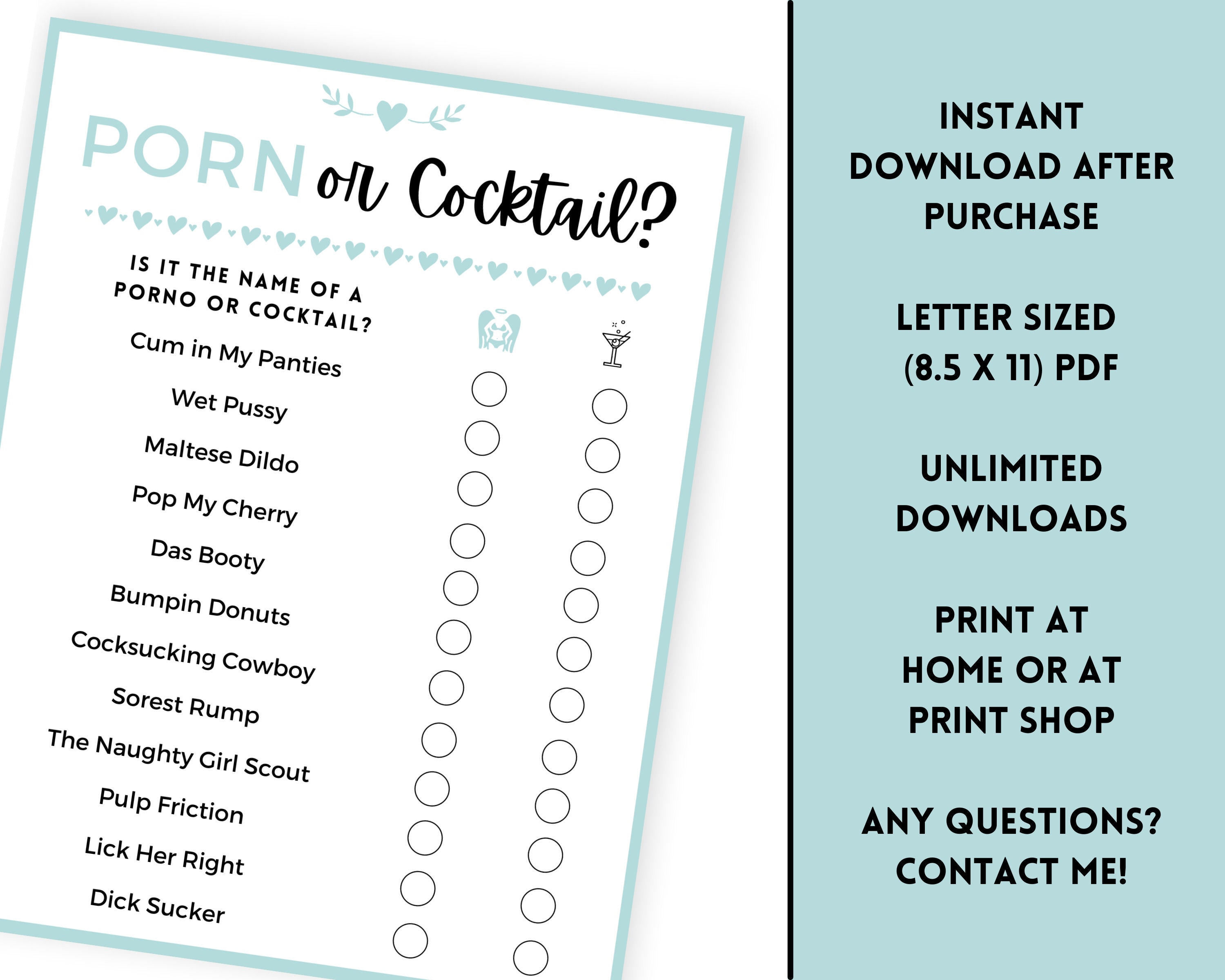 Porn or Cocktail, Ladies Night Party Games, Ladies Night Games, Fun Girls  Night in Games, Bachelorette Party Games, Printable Games Adult - Etsy