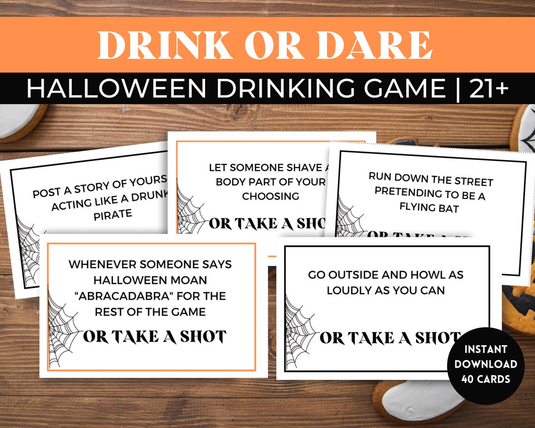 Halloween Party Games Drink or Dare Halloween Drinking Games Etsy