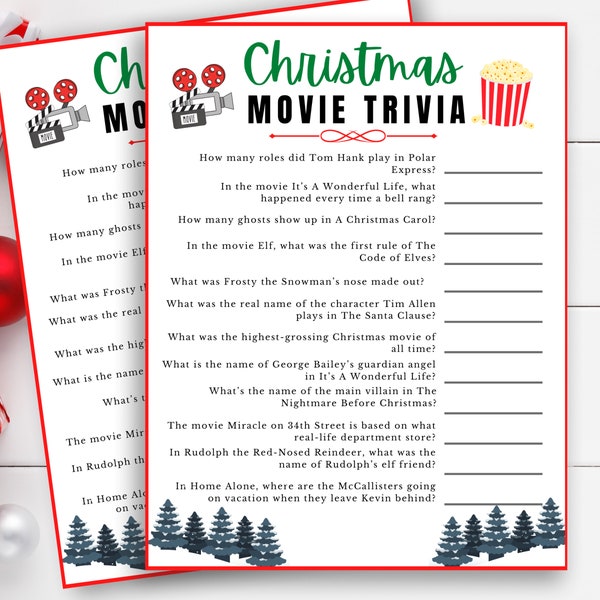 Christmas Movie Trivia, Christmas Movie Quiz, Holiday Movie Trivia, Adult Christmas Games, Christmas Game Night, Fun Christmas Games