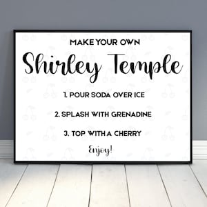 Shirley Temple Bar Sign, Shirley Bar Sign, Cherry Mocktail Bar, Make Your Own Drink Station, Baby Shower Dry Bar, Graduation Party, Bridal
