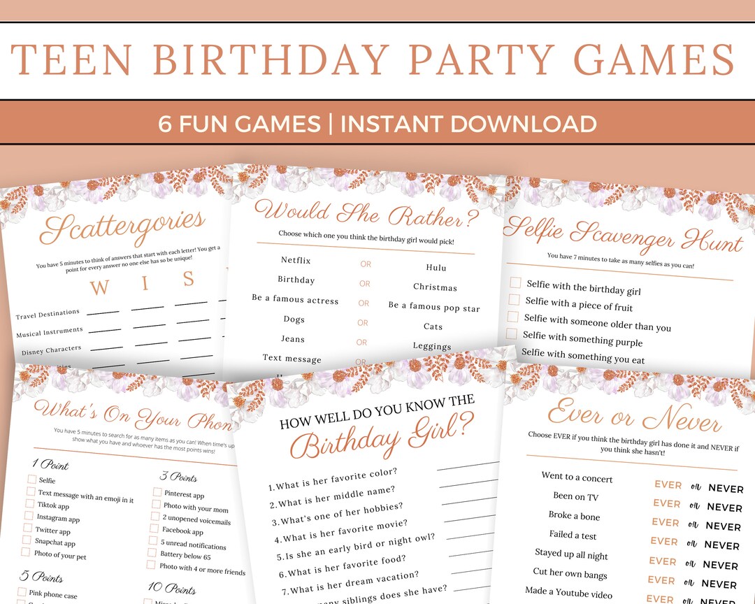 Teenager Birthday Party Games, Birthday Party Games for Teenagers, Teen