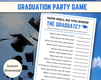 How Well Do You Know The Graduate Game, Graduation Party Game, Graduation Game, High School Graduation Party Game, Grad Games