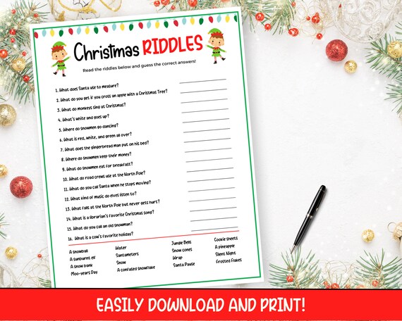 Christmas Riddles Christmas Games Family Christmas Games 