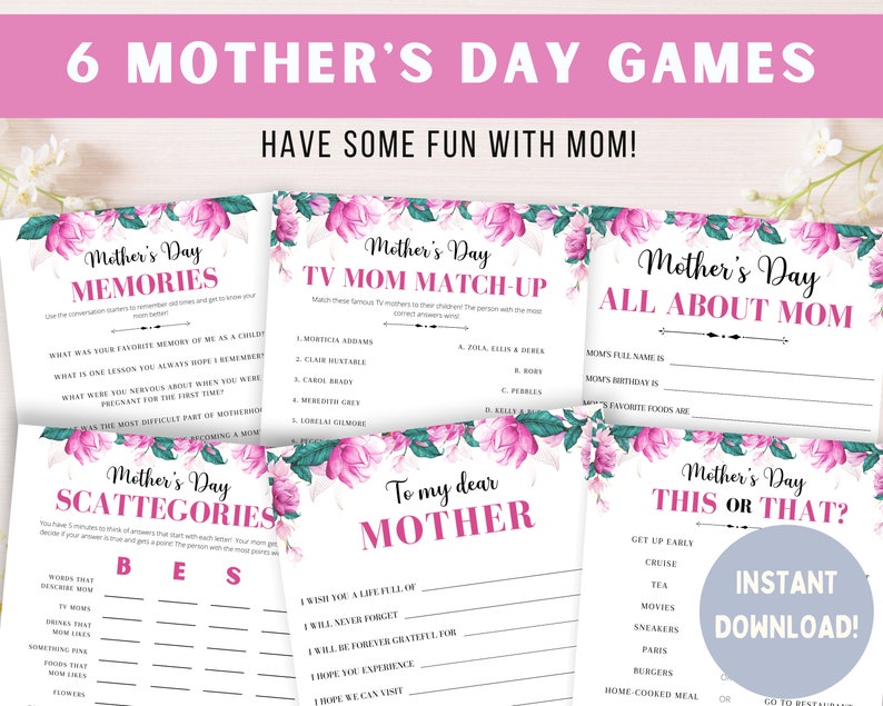 Mother's Day Games, Mother's Day Party Games, Mother's Day Brunch Ideas, Mother's Day Activities, Mum's Day Games, Mum's Day Activities image 1