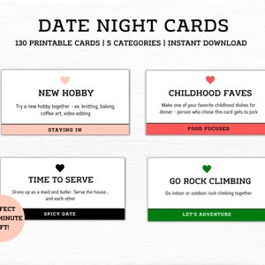 Tarjetas de cita nocturna para parejas, regalo de Navidad de último minuto, idea de regalo de Navidad para novio, cupones de cita nocturna para marido, regalo de Navidad para parejas