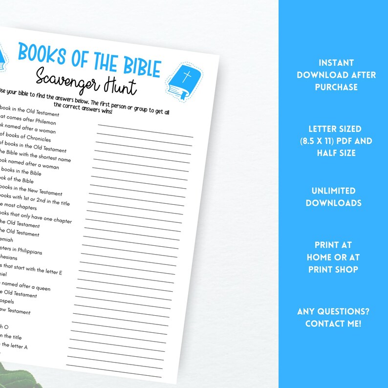 Scripture Finding Game Books of the Bible Scavenger Hunt Game, Christian Church Game, Women's ...