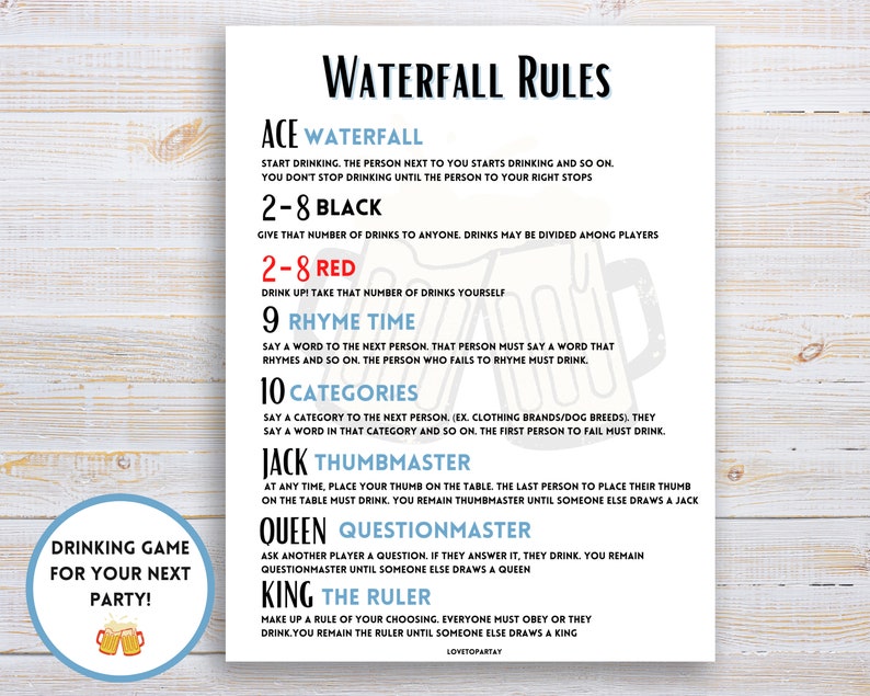 waterfall drinking game card meanings waterfall drinking game card meanings
