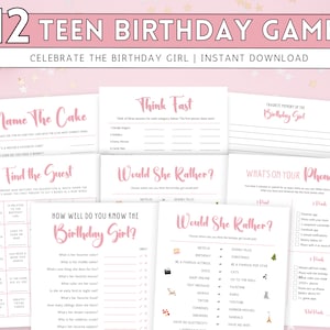 Teenager Birthday Party Games, Teen Girl Birthday Games Bundle, 13th 14th 15th 16th Birthday Games, PreTeen Birthday Games, Tween Birthday