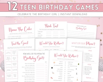 Teenager Birthday Party Games, Teen Girl Birthday Games Bundle, 13th 14th 15th 16th Birthday Games, PreTeen Birthday Games, Tween Birthday