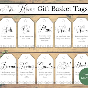 New Home Tags and Card, New Home Gift Basket Tags, Housewarming Gift Tags, Housewarming Gift Basket, Welcome Home Gift, Gifts for New House image 1