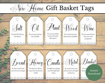 New Home Tags and Card, New Home Gift Basket Tags, Housewarming Gift Tags,  Housewarming Gift Basket, Welcome Home Gift, Gifts for New House
