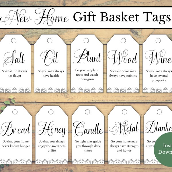 New Home Tags and Card, New Home Gift Basket Tags, Housewarming Gift Tags,  Housewarming Gift Basket, Welcome Home Gift, Gifts for New House