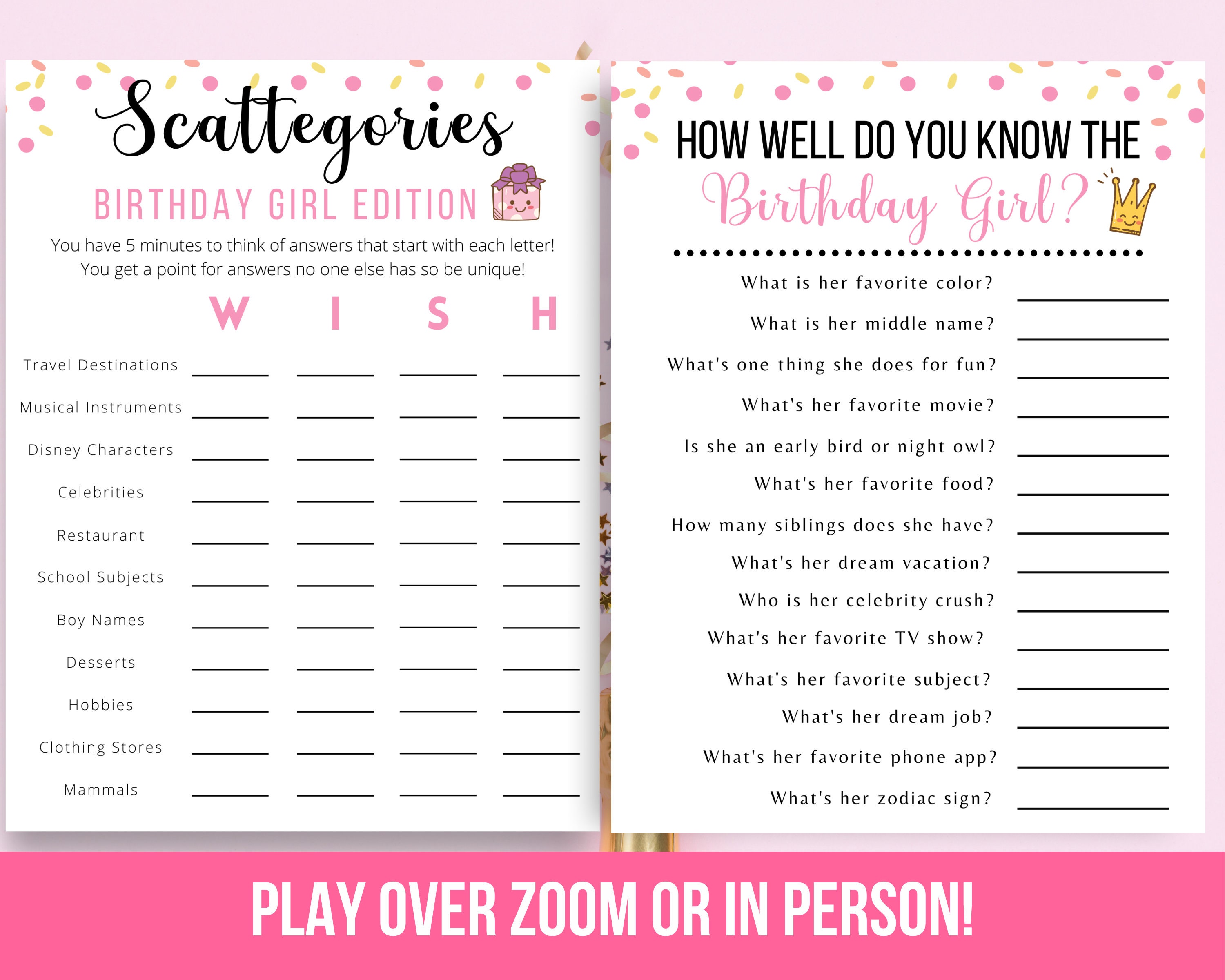 Teen Birthday Party Games Teen Birthday Games Bundle Girls - Etsy