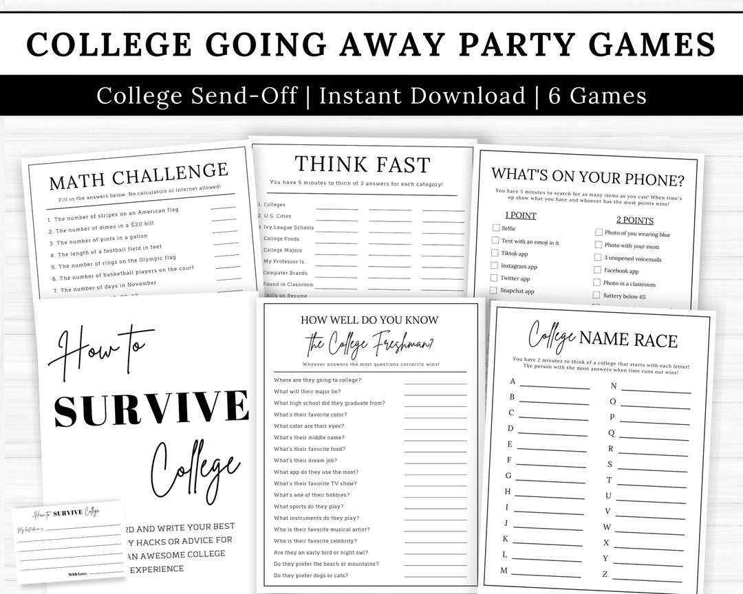 College Going Away Party Games, College Farewell Party Games, College