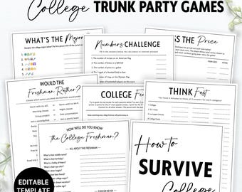 Editable College Trunk Party Games, College Going Away Party Game Bundle, College Farewell Party, College Send Off, Graduation Party Game