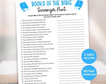 Books of the Bible Scavenger Hunt Game, Christian Church Game, Women's Group Icebreaker, Sunday School Activity, Bible Game for Kids & Teens