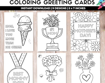 Mother's Day Coloring Greeting Cards, Mother's Day Craft for Kids, Classroom Activity, Printable Mother's Day Activity Elementary School