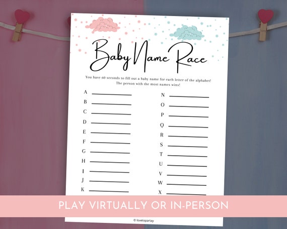 Baby Shower Game, Name Race Baby Shower Game, Fun Games And Activities, Gender Reveal Party Supplies, Baby Shower Decorations, Baby Shower Party Games Supplies & Activities