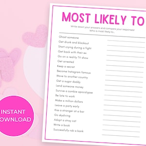 Most Likely To, Funny Party Games, Adult Party Game, Girls Night Games, Ladies Night Party Games, Fun Games for Groups, Games for Her,