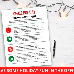 Office Holiday Scavenger Hunt, Office Christmas Party Games, Office ...