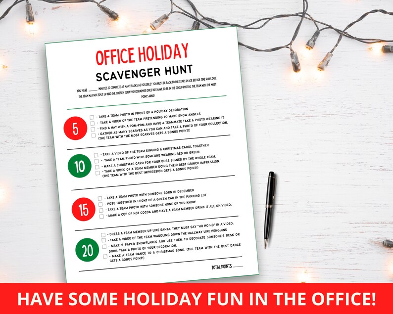Office Holiday Scavenger Hunt Office Christmas Party Games - Etsy