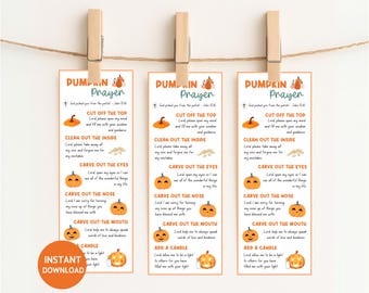 Pumpkin Prayer Bookmark, Christian Pumpkin Carving Activity, Religious Halloween Prayer Card Gift