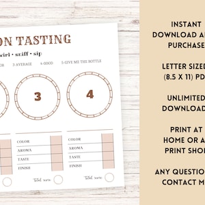 Printable Bourbon Tasting Placemat, Bourbon Flight Tasting, Bourbon ...