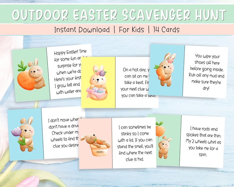 Outdoor Easter Scavenger Hunt Easter Egg Hunt Clue Cards Etsy