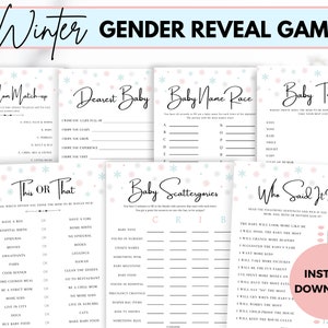 Winter Gender Reveal Games, Winter Gender Reveal Bundle, Printable Gender Reveal Games, Winter Baby Shower Games, Baby Shower Games