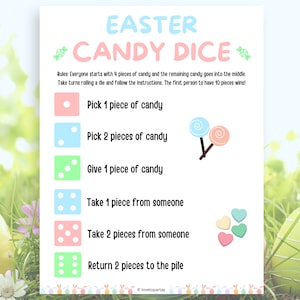 Easter Game for Kids, Candy Dice Game, Easter Party Games for Kids, Easter Classroom Game, Spring Games