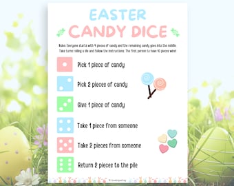 Easter Game for Kids, Candy Dice Game, Easter Party Games for Kids, Easter Classroom Game, Spring Games