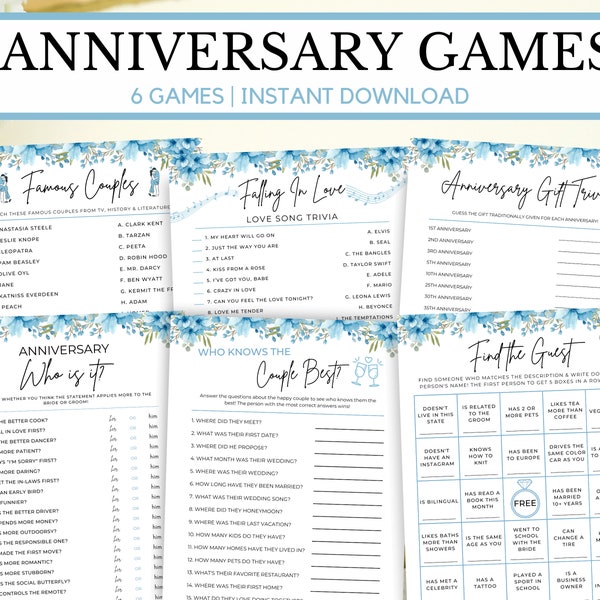 Anniversary Games Bundle, Anniversary Party Games, Wedding Anniversary Games for Parties, Printable Anniversary Games, Fun Anniversary Games