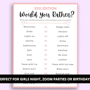 Would You Rather Game, Girls Night Game, Girls' Night in Activities ...