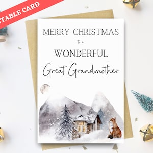Weihnachtskarte für Uroma, Weihnachtskarte für Urgroßmutter, druckbare Weihnachtskarten, Weihnachtskarte für Uroma, Uroma