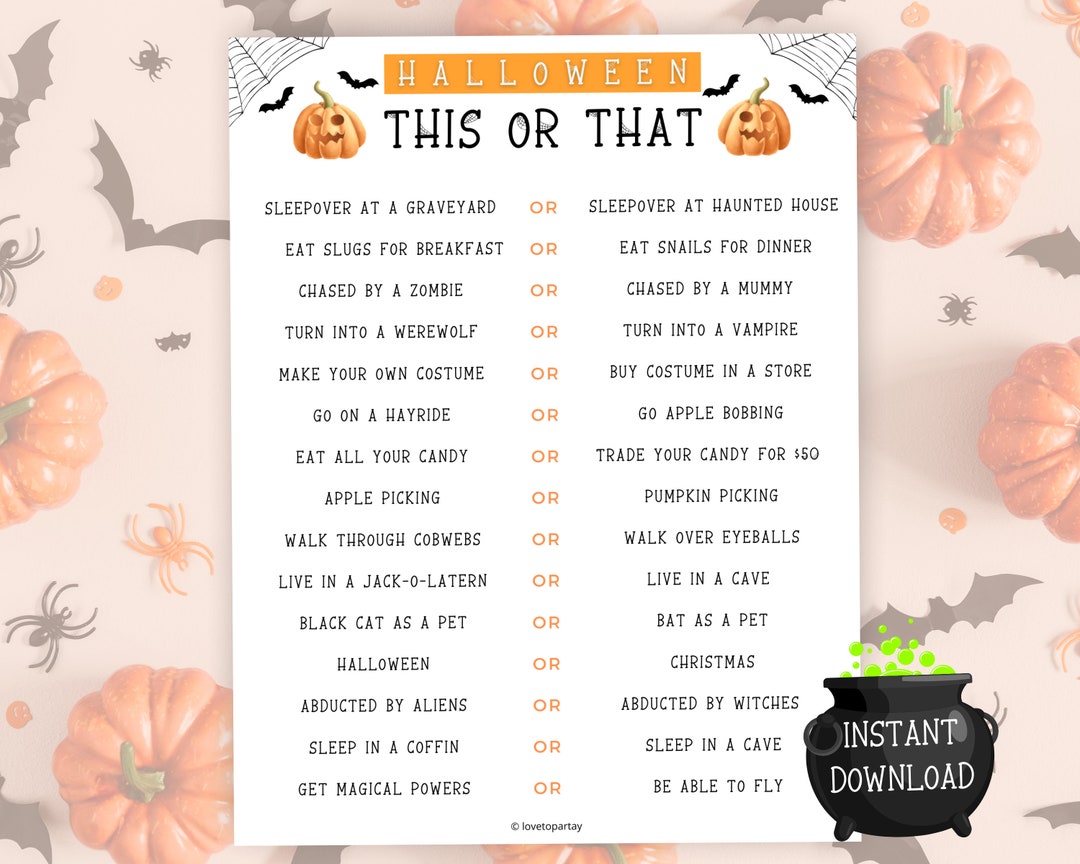 Halloween Game Halloween Activity for Kids Printable