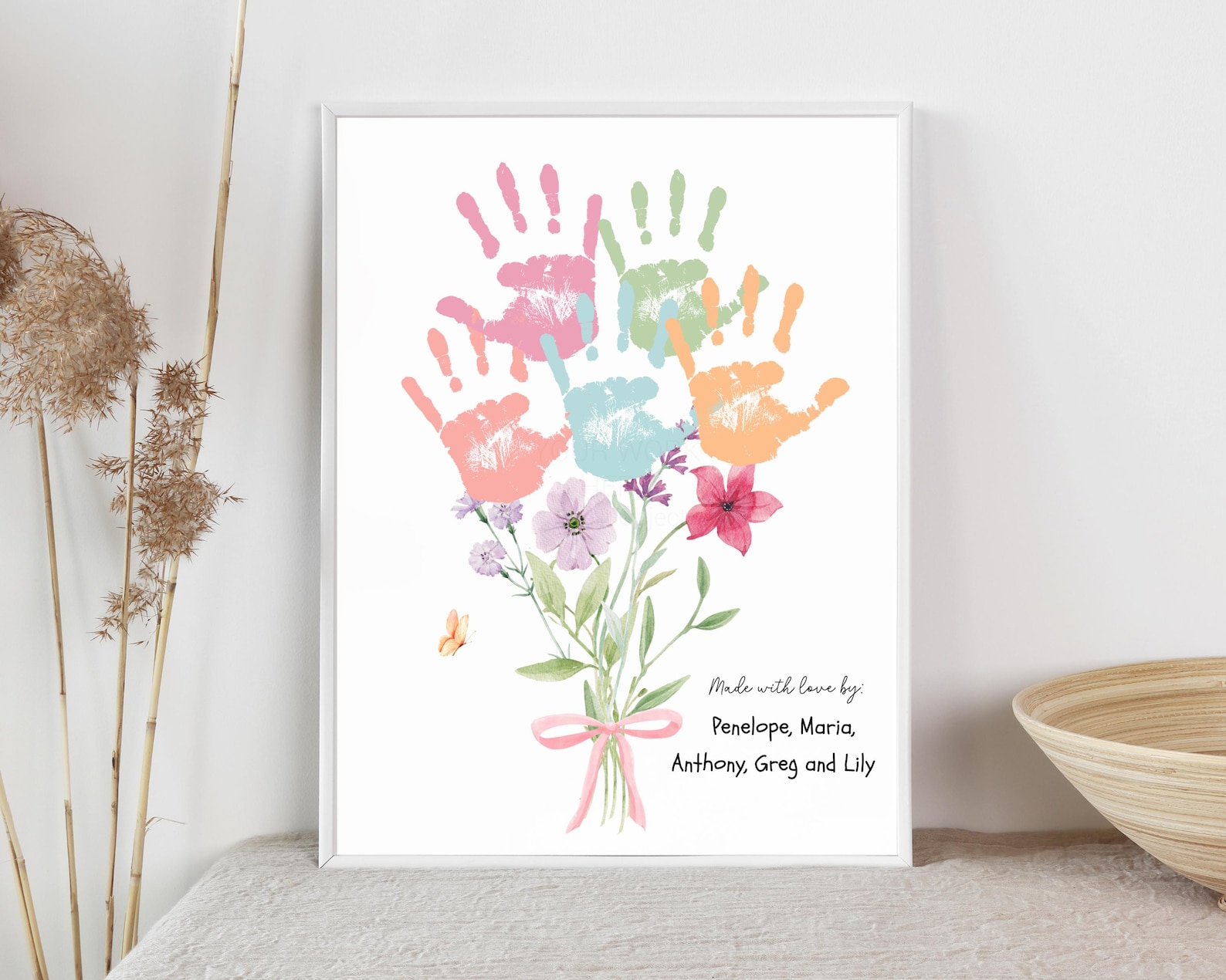 Flower Handprint Art Craft for Multiple Kids, Mother's Day Gift for ...