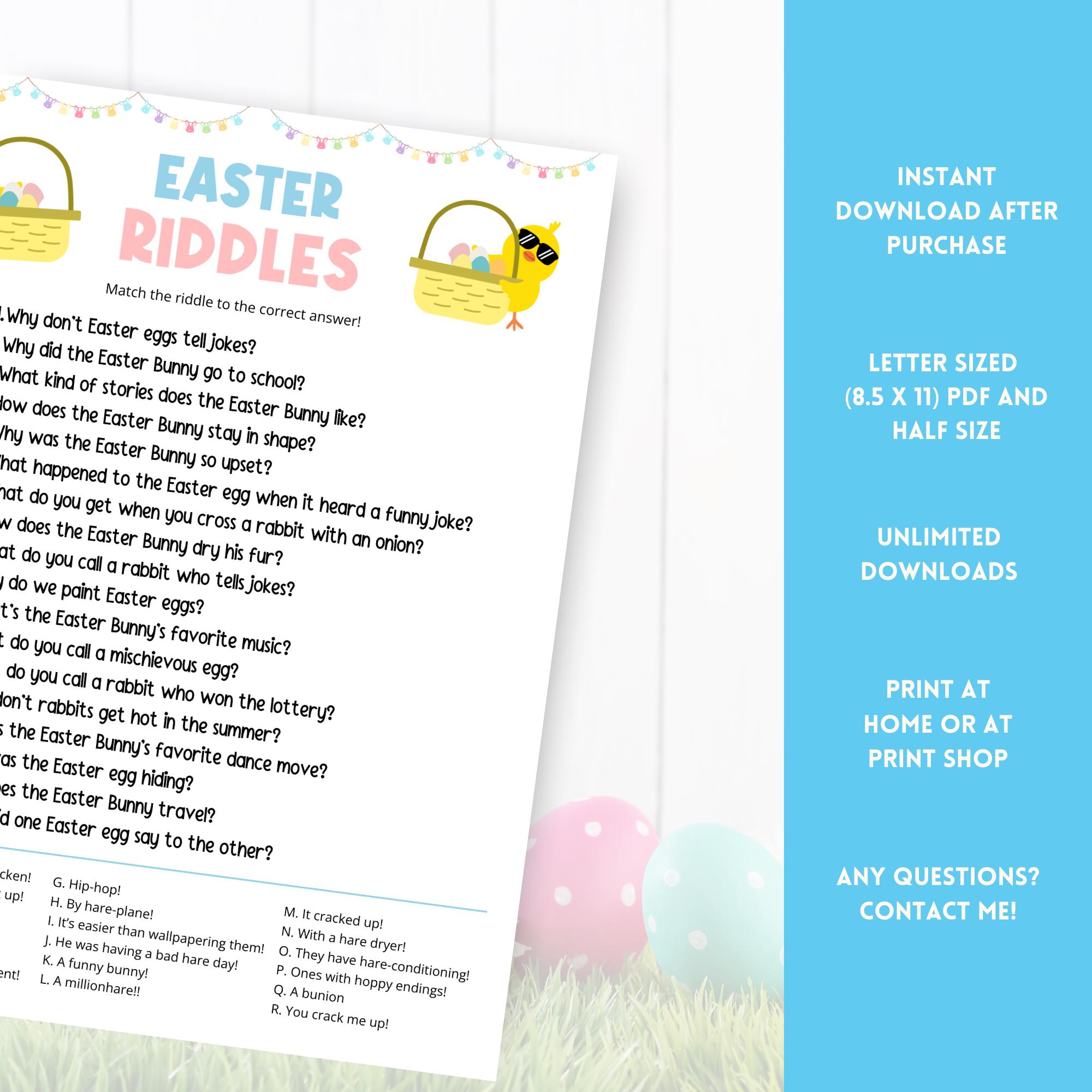 Easter Riddles Game, Easter Jokes, Fun Easter Game for Kids, Easter ...