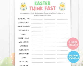 Ostern Denken schnell, druckbare Osterspiel, Ostern Aktivität für Kinder und Erwachsene, Ostern Klassenzimmer Kirchenspiel, Osterspiele für Senioren