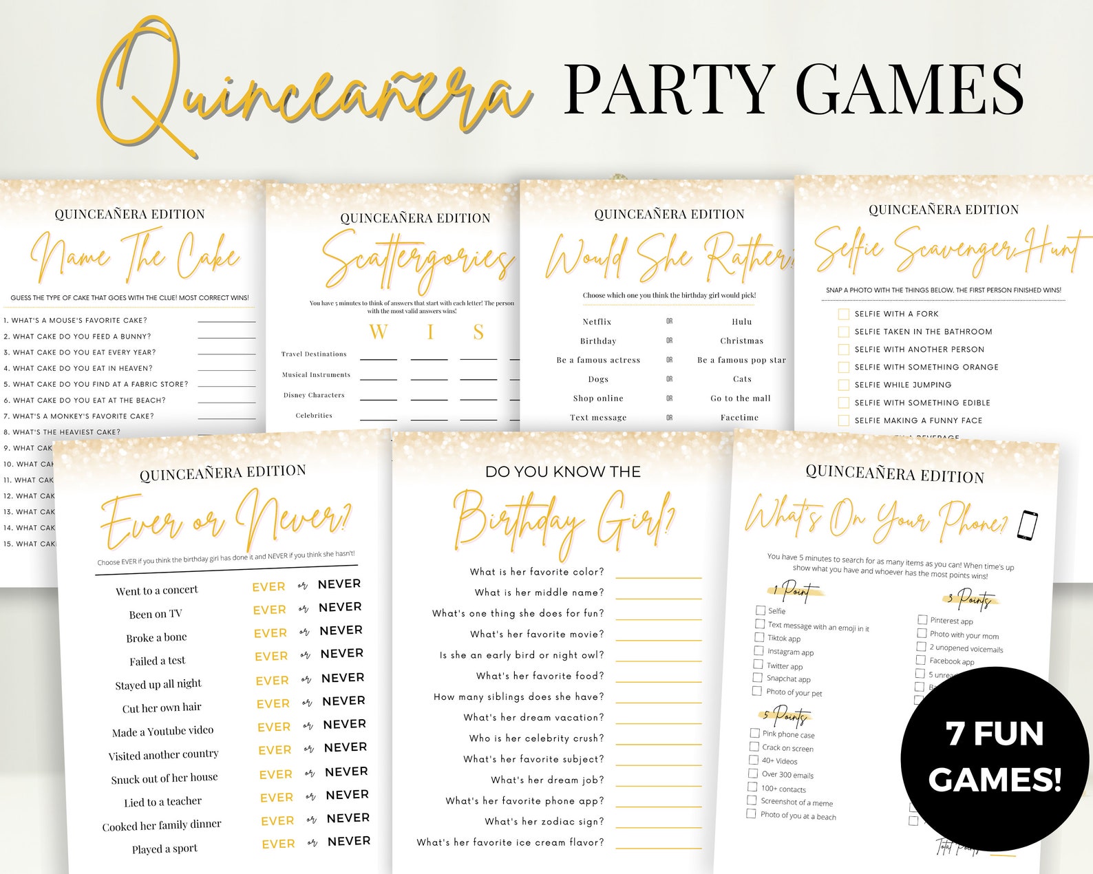 Quinceanera Games Quinceanera Party Ideas Quinceañera Games Etsy