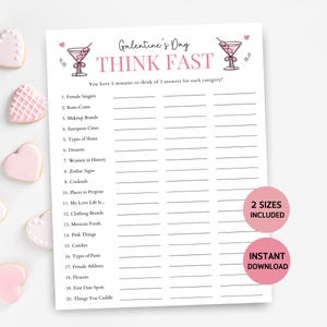 Galentine&#39;s Day Party Game, Galentine&#39;s Think Fast Game, Valentine&#39;s Icebreaker Game, Galentine&#39;s Day Game, Printable Valentine&#39;s Game