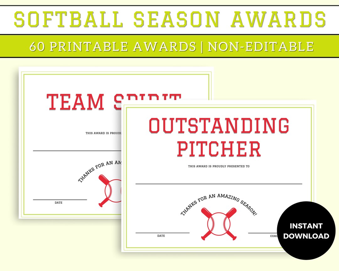 Softball Awards Softball End of Season Awards Softball Etsy