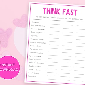 Birthday Game Adult Women, Birthday Game for Her, Valentine&#39;s Day Party Games, Fun Girls Night Games, Galentine&#39;s Day Party Game, Trivia