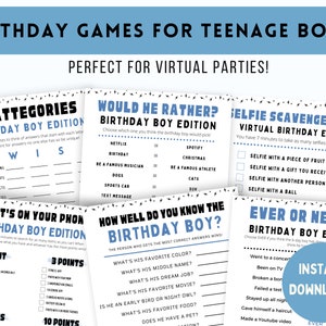 Birthday Games for Boys, Teenager Birthday Party Games, Boy Birthday Games Bundle, Birthday Party Game for Guys, Teen Birthday Party Ideas