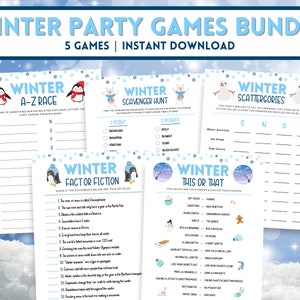 Winter Party Games Bundle, Winter Games, Wintertime Activities for Kids, Icebreaker Games, Holiday Party Games, Winter Trivia