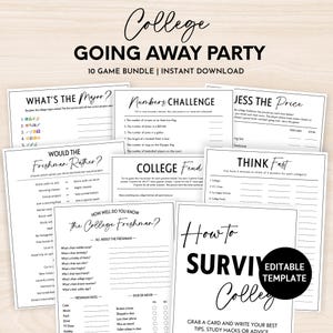 College Going Away Party Games, Editable College Trunk Party Games, Farewell Party, College Send Off, High School Graduation Party Games