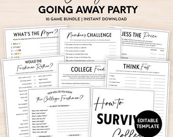 College Going Away Party Games, Editable College Trunk Party Games, Farewell Party, College Send Off, High School Graduation Party Games