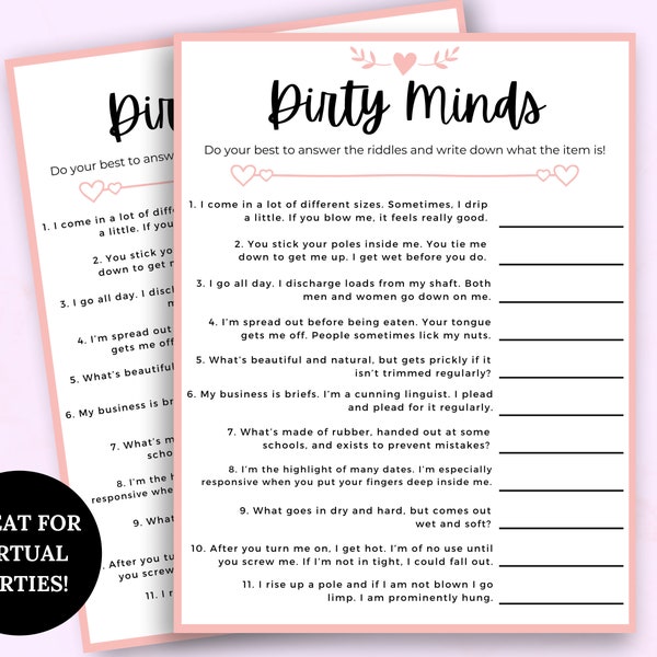 Dirty Minds, Ladies Night Party Games, Ladies Night Games, Games for Women, Funny Adult Games, Girls Night Games